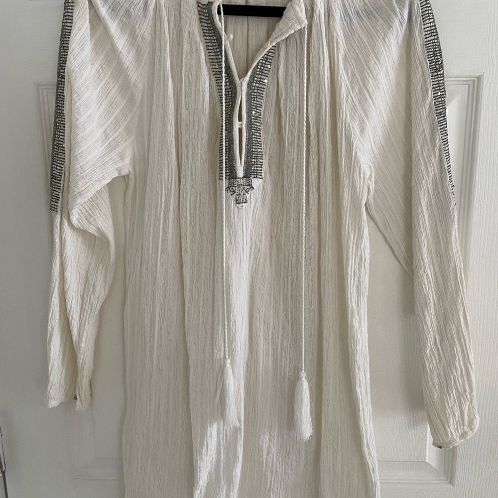 Antik Batik White Tunic with Black Accents